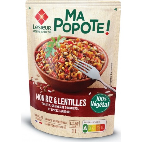 LESIEUR Plat cuisiné riz et lentille tomates 220g