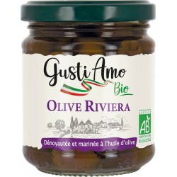 GUSTI AMO BIO Olive riviera dénoyautée et mariné à l'huile d'olive 190g