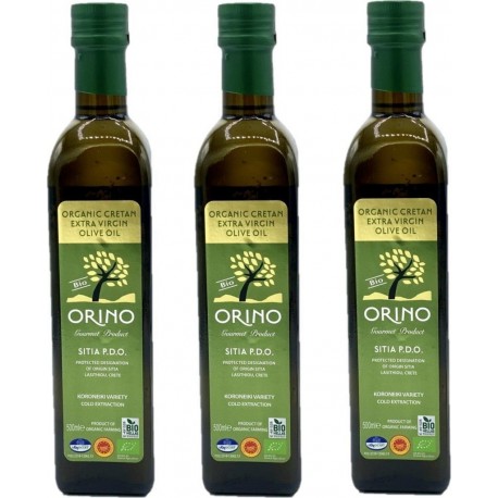 Aop Huile D'olive Bio Grecque Extra Vierge Orino les 3 bouteilles de 0.5L