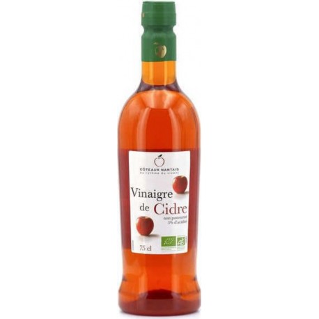 NC Vinaigre De Cidre Bio Côteaux Nantais Non Pasteurisé Bouteille Pet 75cl