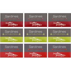 NC Assortiment De Sardines Tomate, Pimentée, À L'huille D'olive les 9 unités de 0.12Kg