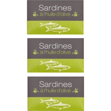 NC Lot 3x Sardines À L'huile Olive Maroc Conserve 125g les 3 unités de 0.12Kg