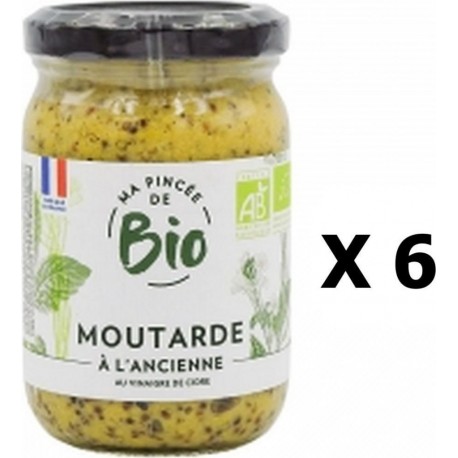 Lot 6x Moutarde À L'ancienne Au Vinaigre De Cidre Bio Ma Pincée Bio Pot 200g les 6 unités de 0.2Kg