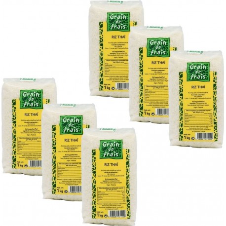 NC Lot 6x Riz Parfumé Thaï Grain De Frais Paquet 1Kg les 6 unités de 1.0Kg