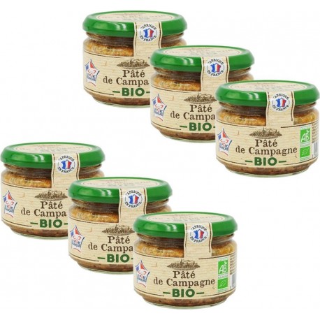 Lot 6x Pâté De Campagne Bio France Pot 180g les 6 unités de 0.18Kg