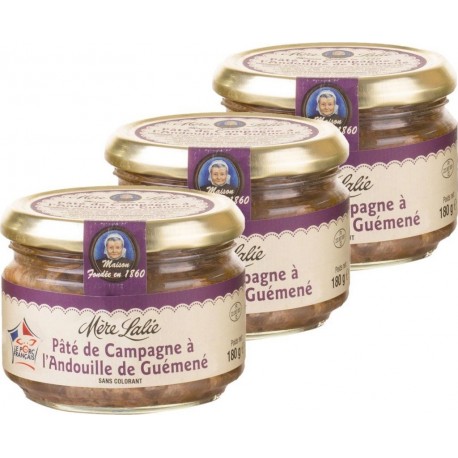 NC Pâté De Campagne À L'andouille De Guémené Mère Lalie les 3 unités de 0.18Kg