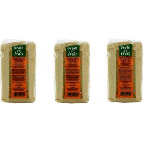 NC Lot 3x Couscous Moyen Grain De Frais Paquet 1Kg les 3 unités de 1.0Kg