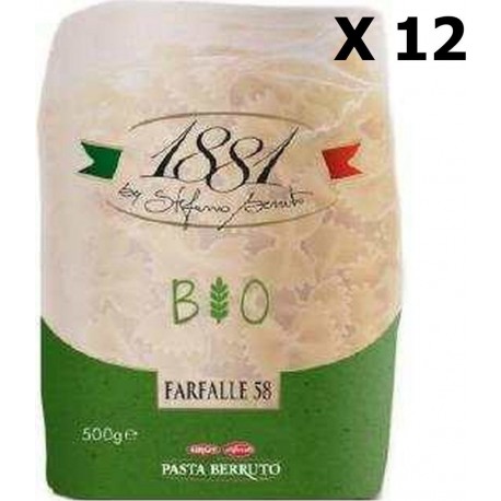 NC Lot 12x Pâtes Italiennes Farfalle Bio N°58 1881 Pasta Berruto Paquet 500g les 12 unités de 0.5Kg