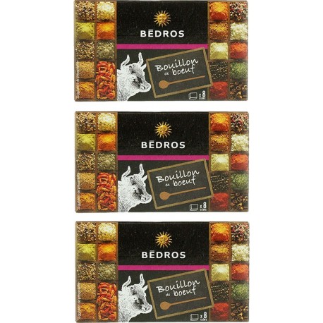 NC Lot 3x Bouillon De Boeuf Bedros 8 Cubes Paquet 80g les 3 unités de 0.08Kg