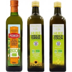 NC Assortiment D'huiles Bio Tournesol, Colza, Olive les 3 unités de 0.75L