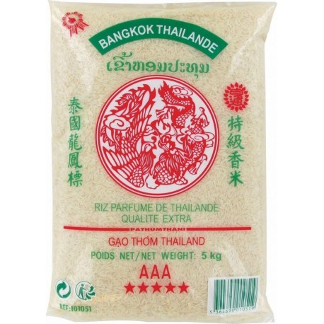 NC Riz Thai 2024 Parfumé Qualité Premium Gao Thom 5Kg/sac 20Kg (4x5Kg) les 4 sacs de 400000g