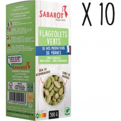 Sabarot Lot 10 X Flageolets Verts De France Étui 500g les 10 paquets de 500g