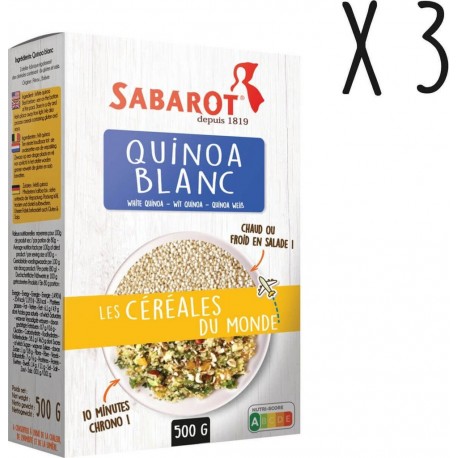 Sabarot Lot X3 Quinoa Blanc Étui 500g les 3 paquets de 500g