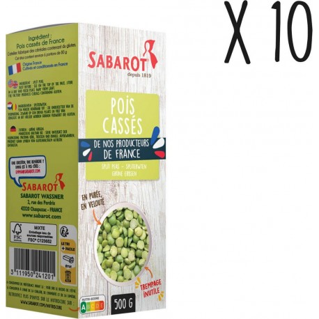 Sabarot Lot 10 X Pois Cassés De France Étui 500g les 10 paquets de 500g