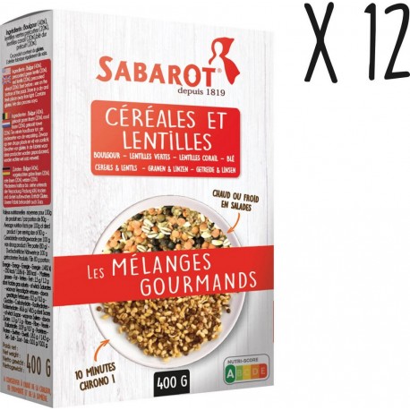 Sabarot Lot 12 X Mélange Céréales Et Lentilles Étui 400g les 12 paquets de 400g