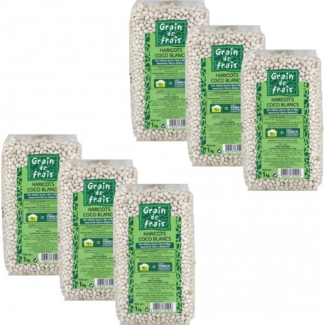 Lot 6x Haricots Coco Blancs Grain De Frais Paquet 1Kg les 6 unités de 1.0Kg