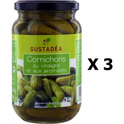 NC Lot 3x Cornichons Au Vinaigre Gustadéa Bocal 190g les 3 bocaux de 0.19Kg