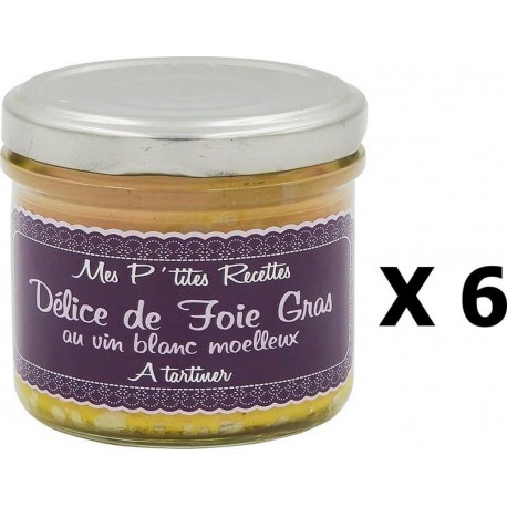 Lot 6x Délice De Foie Gras Au Vin Blanc Moelleux France Mes P'tites Recettes Pot 100g les 6 unités de 0.1Kg