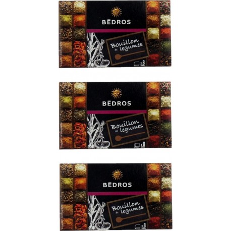 NC Lot 3x Bouillon De Légumes Bedros 8 Cubes Paquet 80g les 3 unités de 0.08Kg