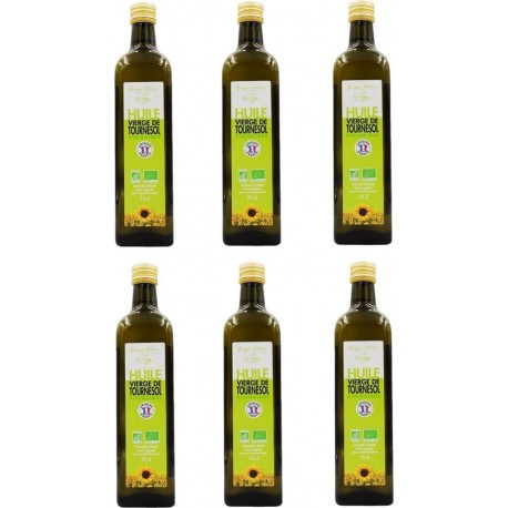 Lot 6x Huile Vierge De Tournesol Bio France Bouteille 75cl les 6 bouteilles