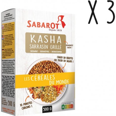 Sabarot Lot X3 Sarrasin Grillé (kasha) Étui 500g les 3 paquets de 500g