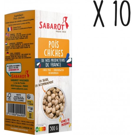 Sabarot Lot 10 X Pois Chiches De France Étui 500g les 10 paquets de 500g