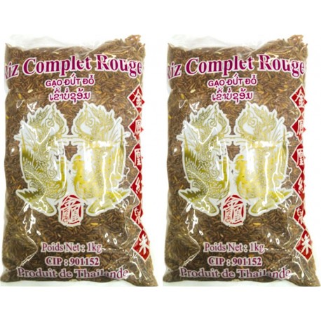 NC Riz Complet Rouge De Thaïlande (riz Long) Sac De 1Kg Marque 2Kg (2x1Kg) les 2 sacs de 2000g