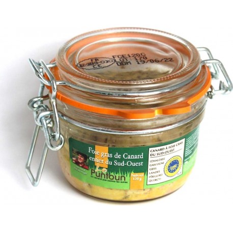 Canard Foie Gras De Entier Du Sud Ouest Igp La Ferme Du Puntoun Bocal 120g 0.12Kg