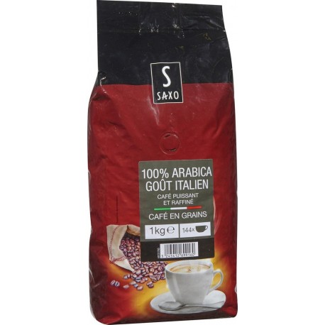 SAXO Café grains 100% arabica italien le paquet d'1Kg