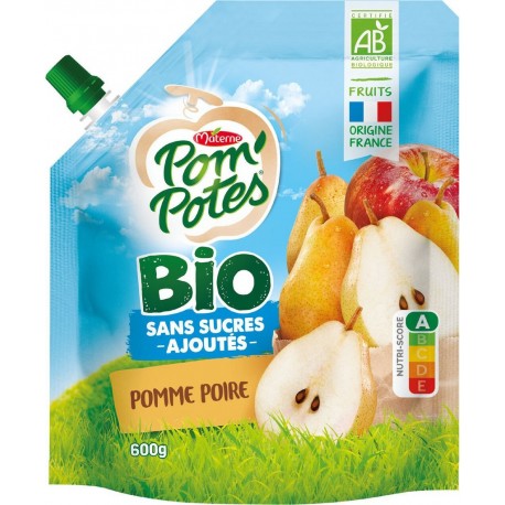 POM POTES Compotes pomme poire bio sans sucres ajoutés POM'POTES 600g