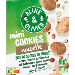 ALINE OLIVIER Biscuits Mini cookies noisettes 30% de sucres en moins Bio ALINE & OLIVIER 170g