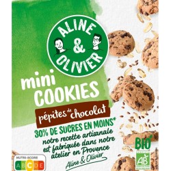 ALINE OLIVIER Biscuit Mini cookies pépites de chocolat 30% de sucres en moins Bio ALINE & OLIVIER 170g