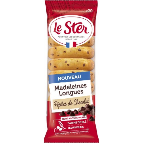 LE STER Madeleines Longues Pépites de Chocolat 20 madeleines