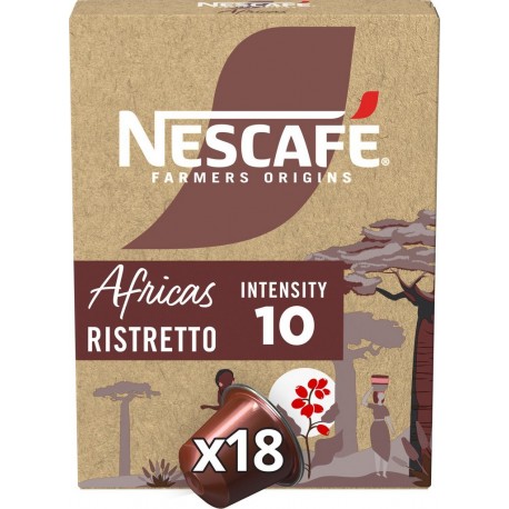 NESCAFE FARMERS ORIGINS Capsules de café Africas Ristretto intensité 10 18 capsules