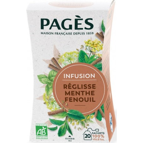 PAGES Infusion réglisse menthe fenouil Bio 20 sachets