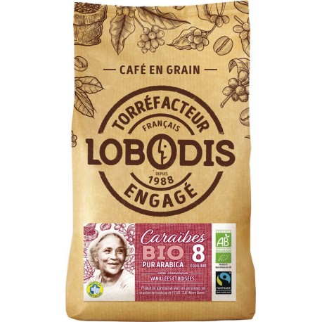 LOBODIS PURE ORIGINE CARAIBES BIO Café en grains 1Kg