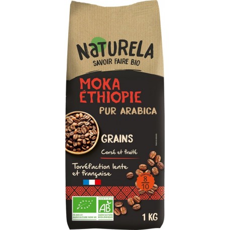 NATURELA Café Grains Moka Ethiopie Pur arabica 1Kg