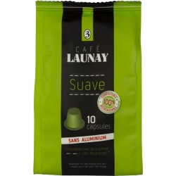 LAUNAY Café capsules Compatibles Nespresso Suave biodégradables 10 capsules