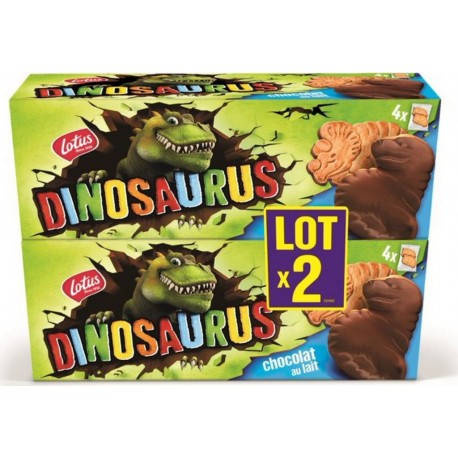 DINOSAURUS Biscuits chocolat au lait les 2 boîtes de 225g