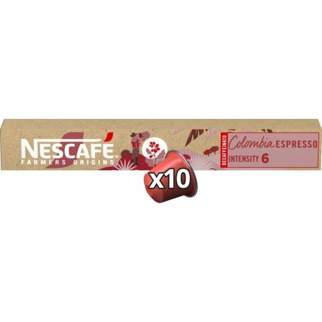 NESCAFE FARMERS ORIGINS Capsules de café Colombia Espresso Décaf intensité 6 10 capsules