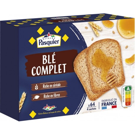 BRIOCHE PASQUIER Biscotte blé complet 64 tranches