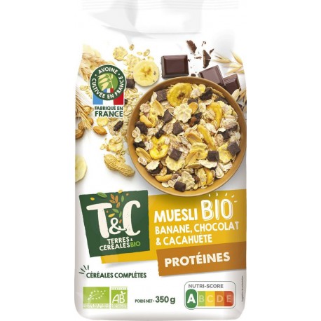 TERRES CEREALES BIO Céréales muesli banane chocolat cacahuète Bio TERRES&CEREALES BIO 350g