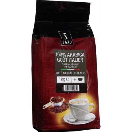 SAXO Café moulu 100% arabica goût italien le paquet d'1Kg