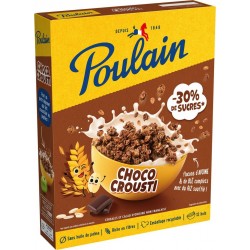 POULAIN Céréales choco crousti flocons d'avoine et riz soufflé au chocolat 375g