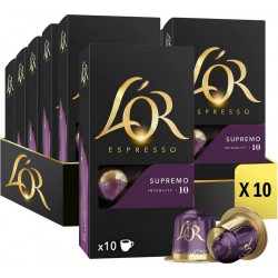 OR ESPRESSO Café Capsules Supremo Intensité 10 Compatibles Nespresso L' lot de 10 boîtes de 10 capsules