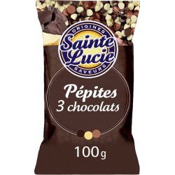 SAINTE LUCIE Pepites 3 chocolats noir, blanc, lait 100g