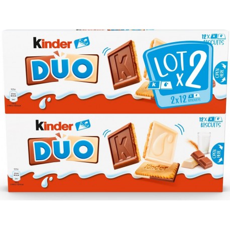 KINDER Biscuits duo chocolat au lait et chocolat blanc les 2 paquets de 150g