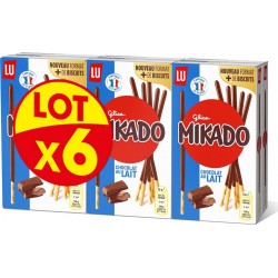 MIKADO Biscuits Nappés de Chocolat au Lait lot de 6 boîtes de 100g