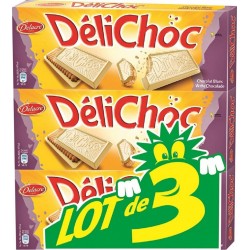 DELICHOC Biscuits chocolat blanc les 3 paquets de 150g