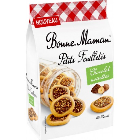 BONNE MAMAN Biscuits petits feuilletés chocolat noisette sans huile de palme 43 biscuits de 250g